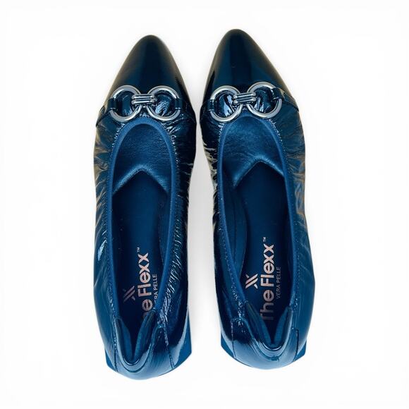 The Flexx Raven Black Patent Leather Pointed Ballet Flats Bit Detail Size 38 - Picture 8 of 8